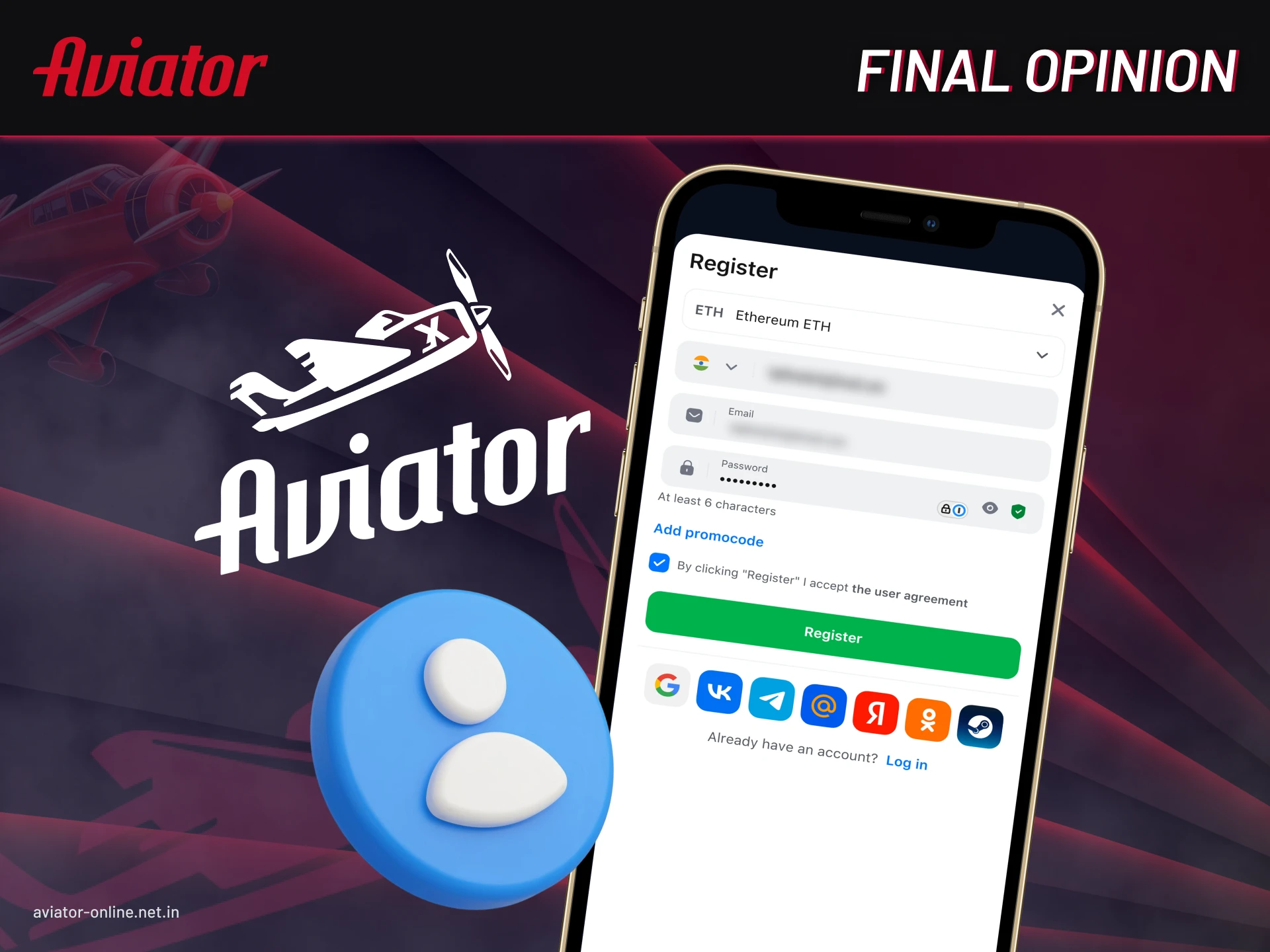 Our final opinion about registration in Aviator game.
