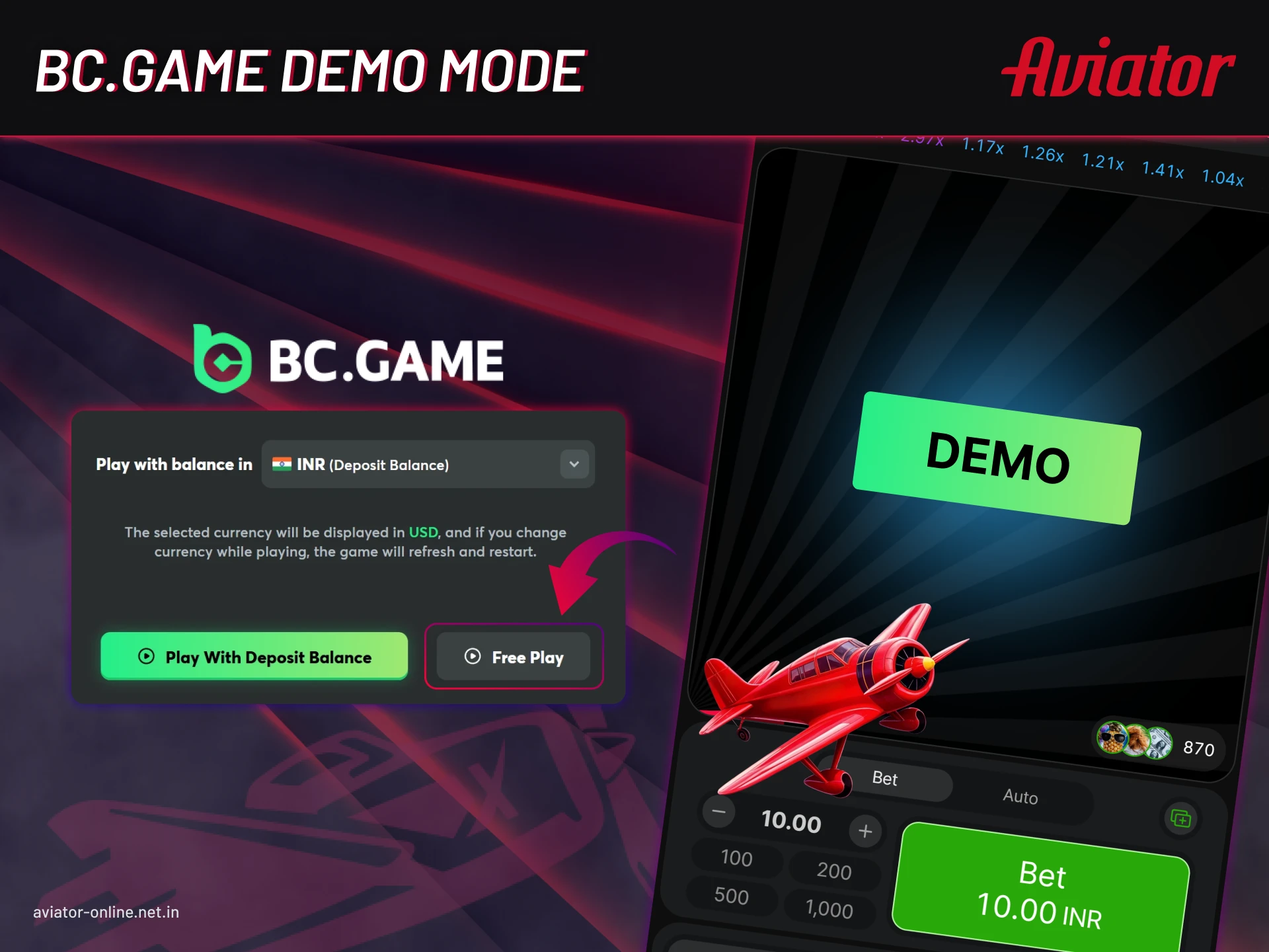Manage your risks with the BC Game demo mode.
