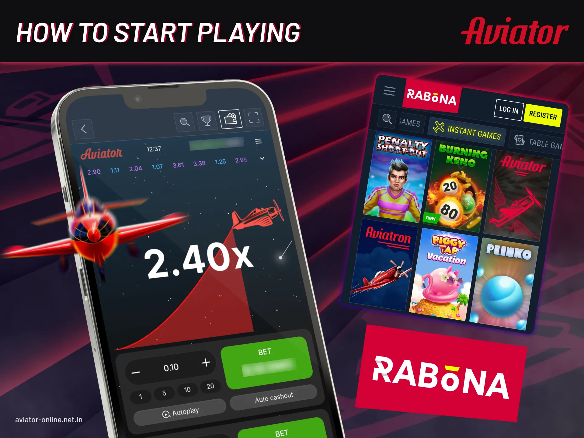 Easy steps to start plaing Aviator on Rabona.