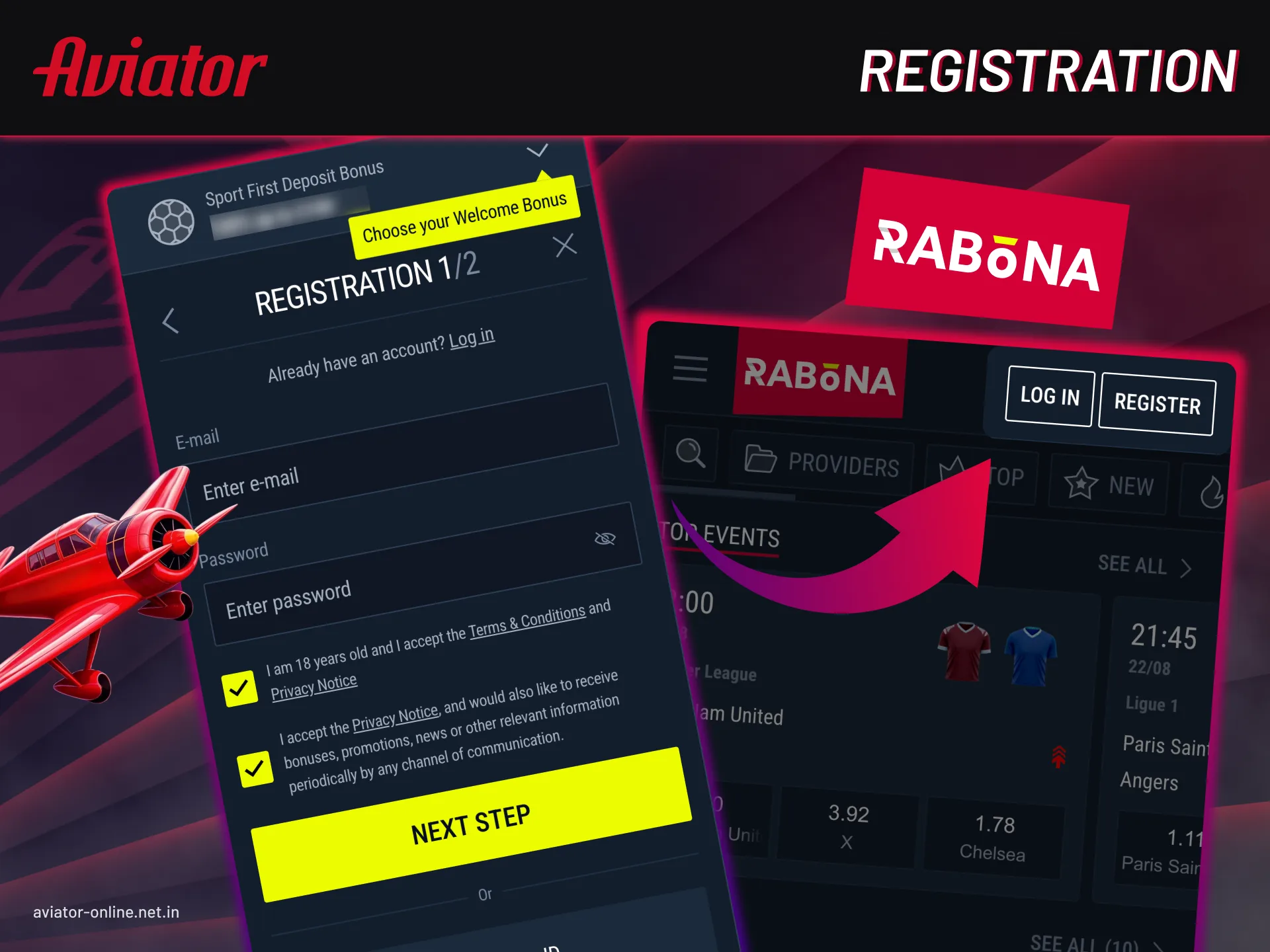 Step-by-step instructions for registering on Rabona.