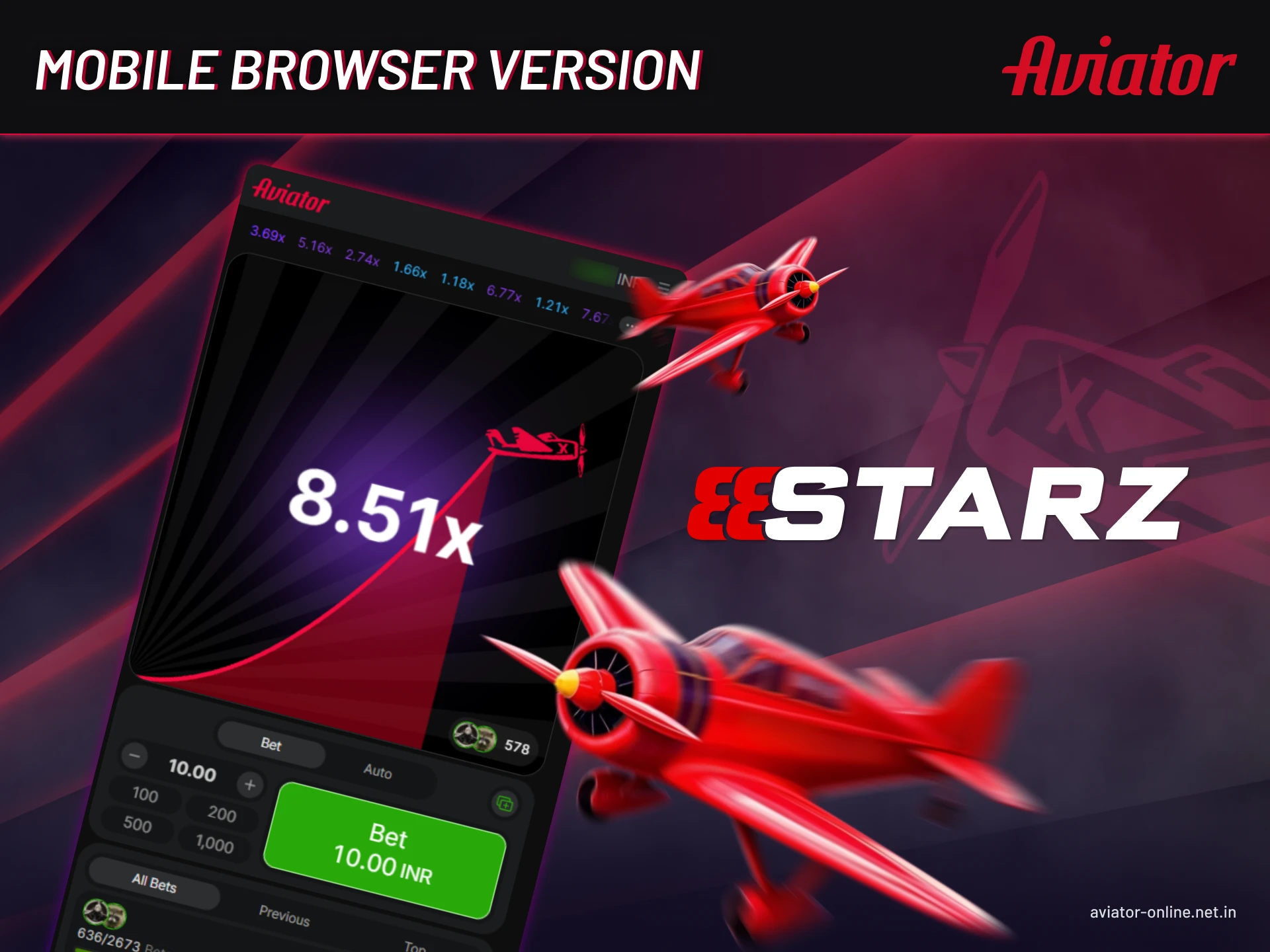 888starz mobile browser version in India for playing Aviator and casino games without app.